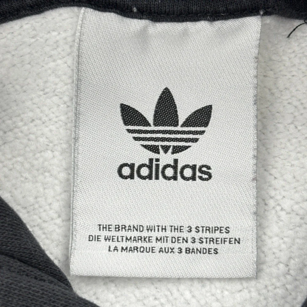 adidas Originals Hoodie Mens Small Black White Plaid Tartan Pullover Fleece